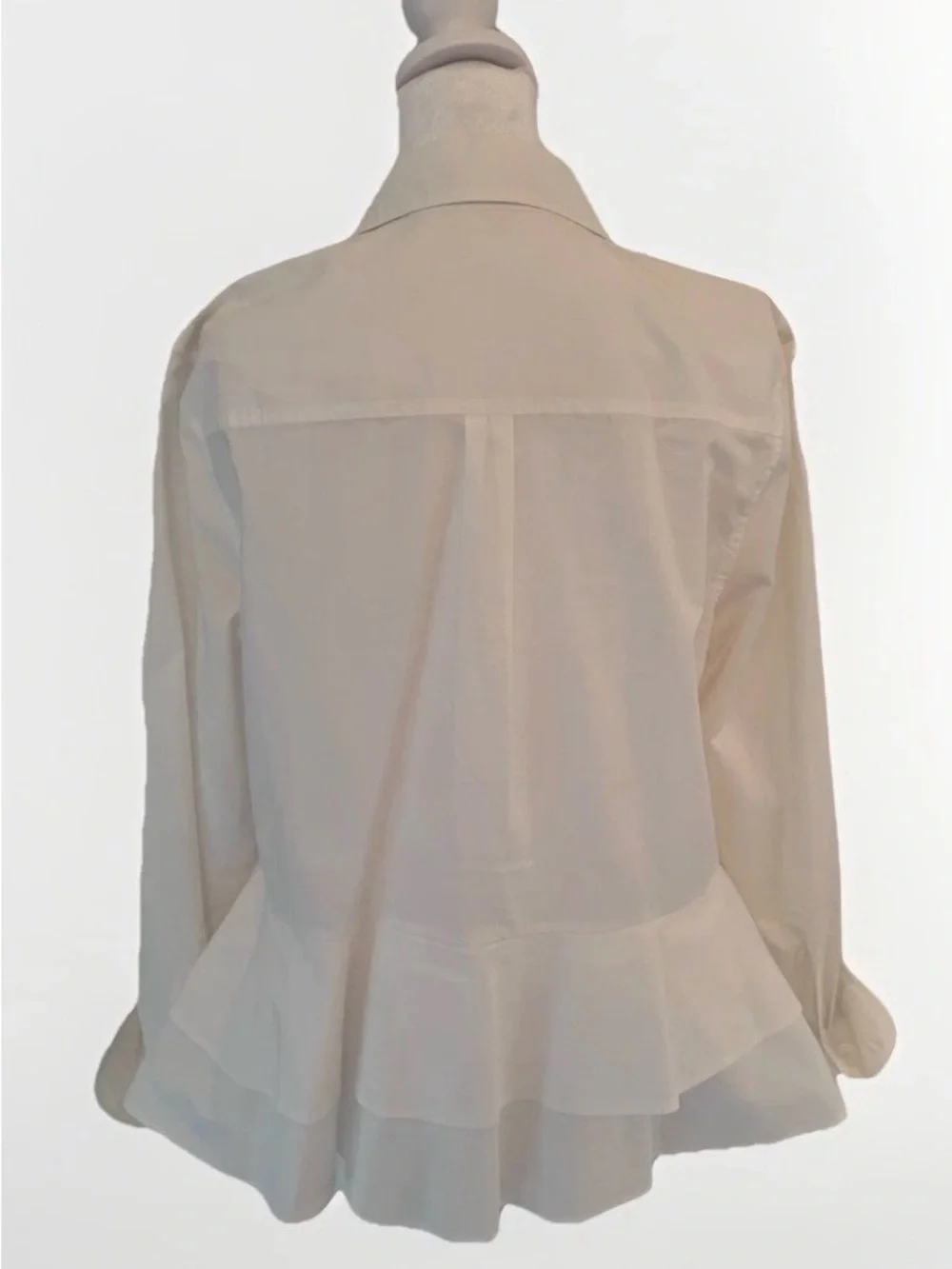 Kate Spade Broome Street Long Sleeve White Ruffled Peplum Blouse Size M